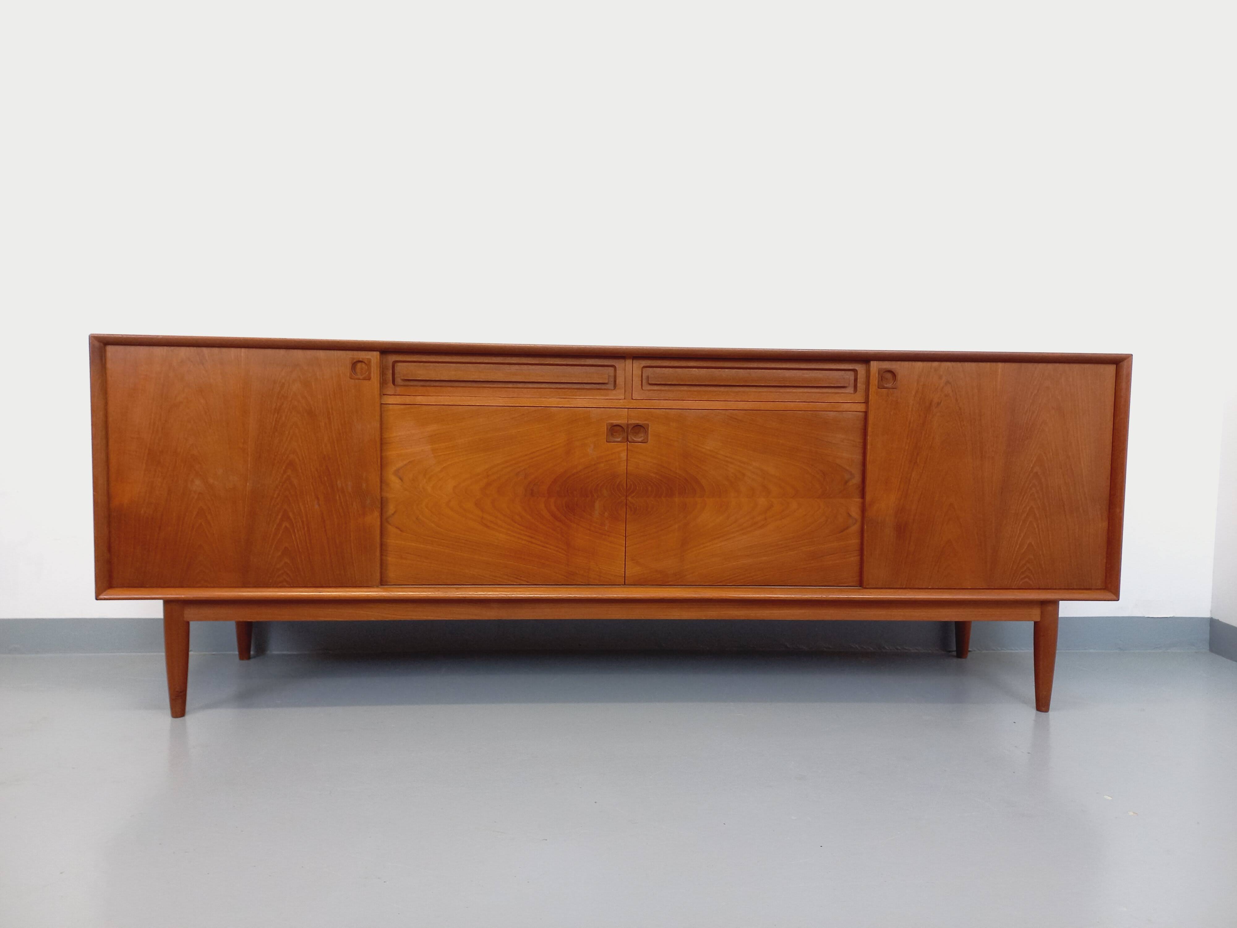 Vintage Scandinavian teak sideboard from the 60s by designer Edvard Valentinsen for Samcom