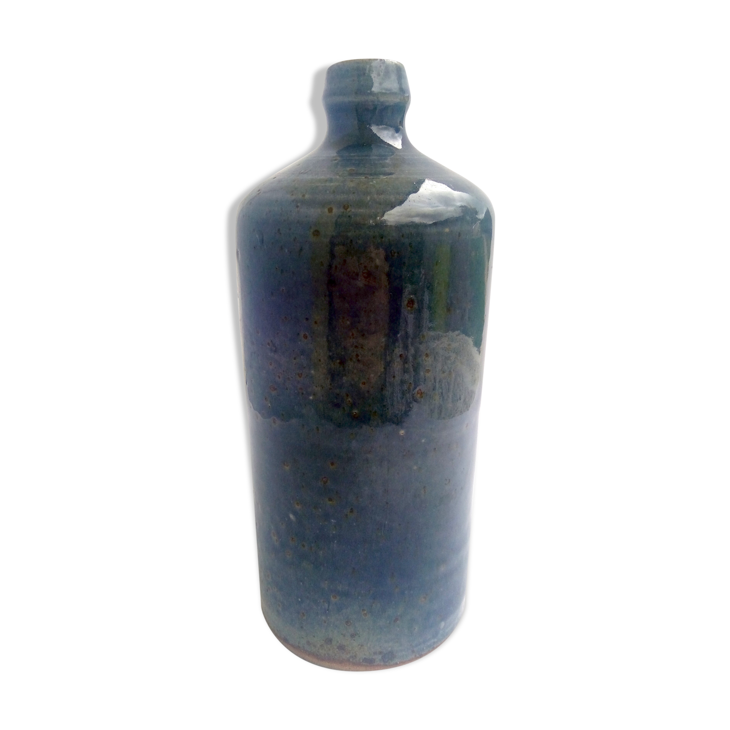 Ocean blue enamelled sandstone bottle