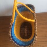 Rattan and scoubidou basket