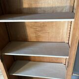 Antique display case in blond wood – small-paned windows with key