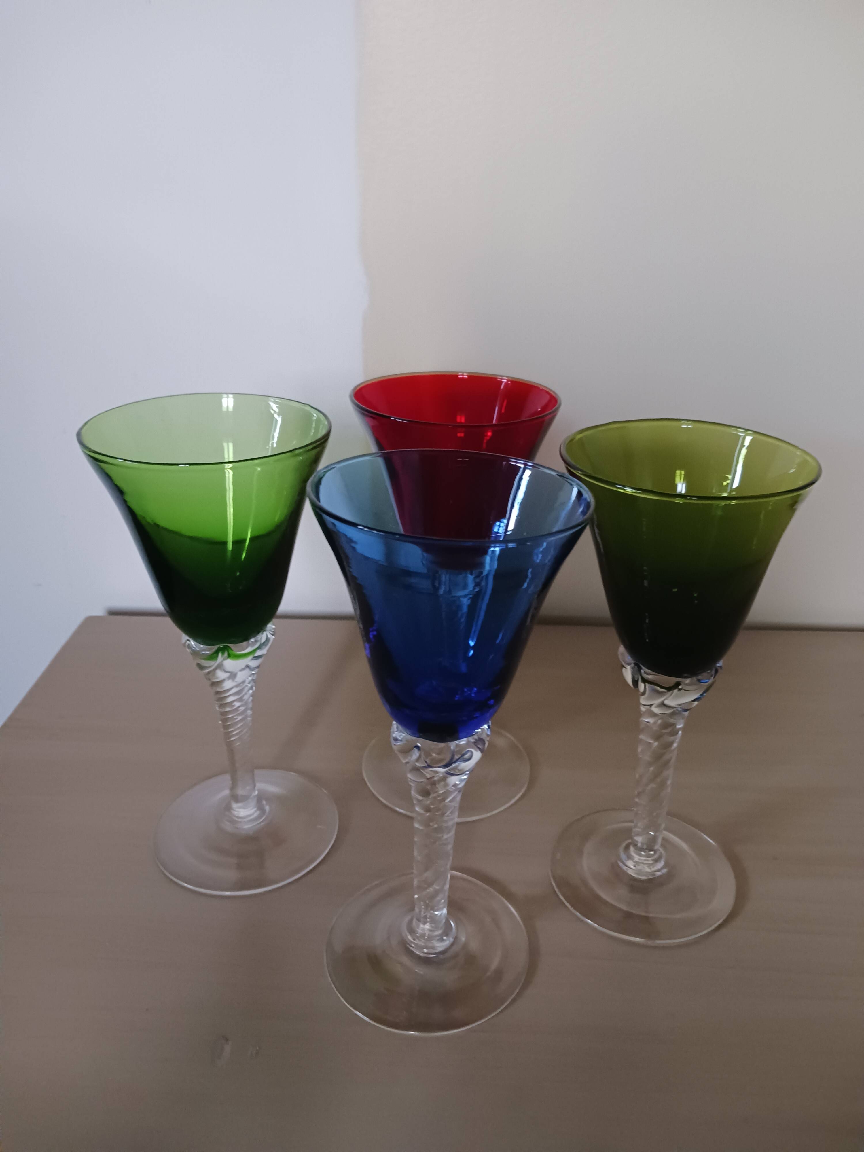 Coloured vases, made of Murano glass.
