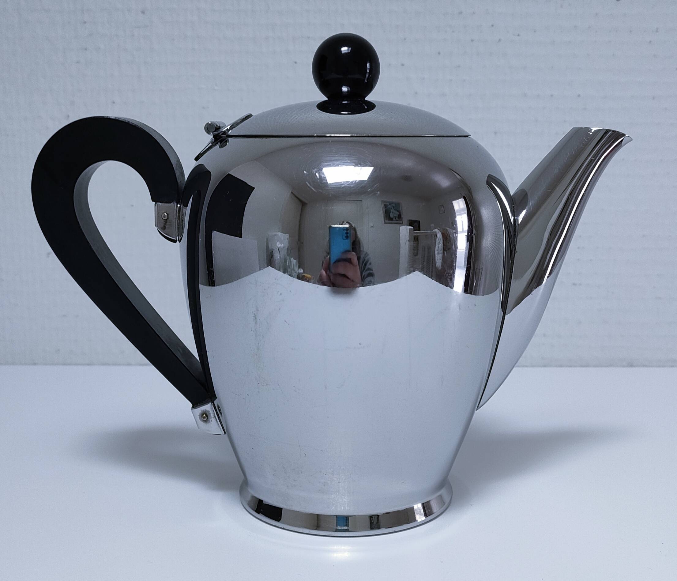 Cafetière théière "Bombé" Carlo Alessi inox vintage