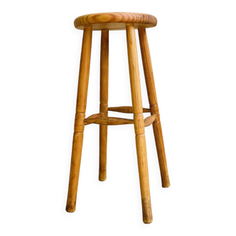 Vintage turned wood high stool