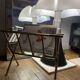 Magazine rack in the style of Jacques Adnet, bamboo model in brass.