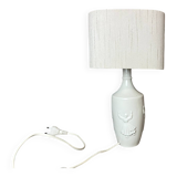 White ceramic table lamp with half lampshade