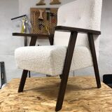 Vintage armchair in curly wool