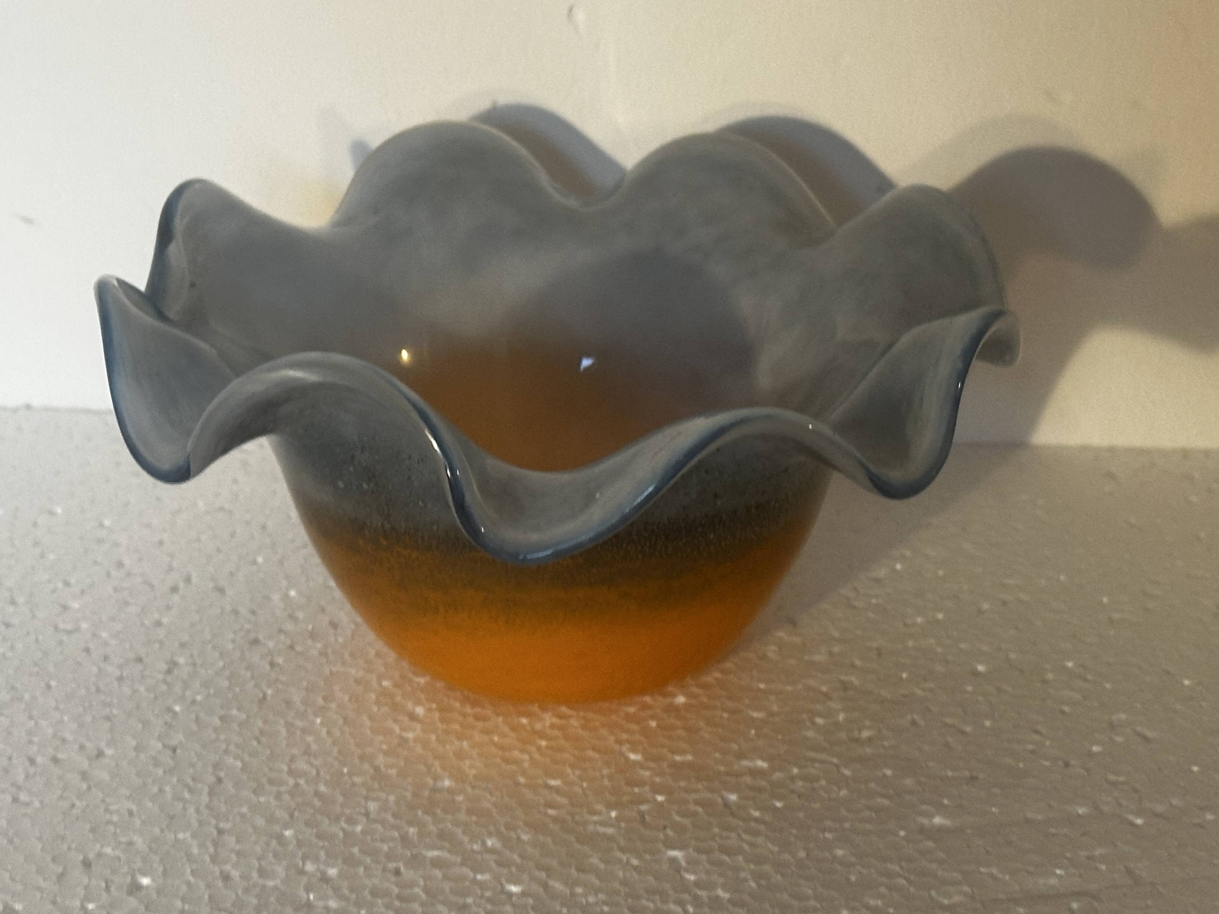 Vintage glass trinket dish signed Gambier