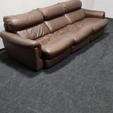 Canapé vintage en cuir brun par Rolf Benz