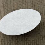 Original Knoll Tulip oval dining table (244cm) in Carrara marble.