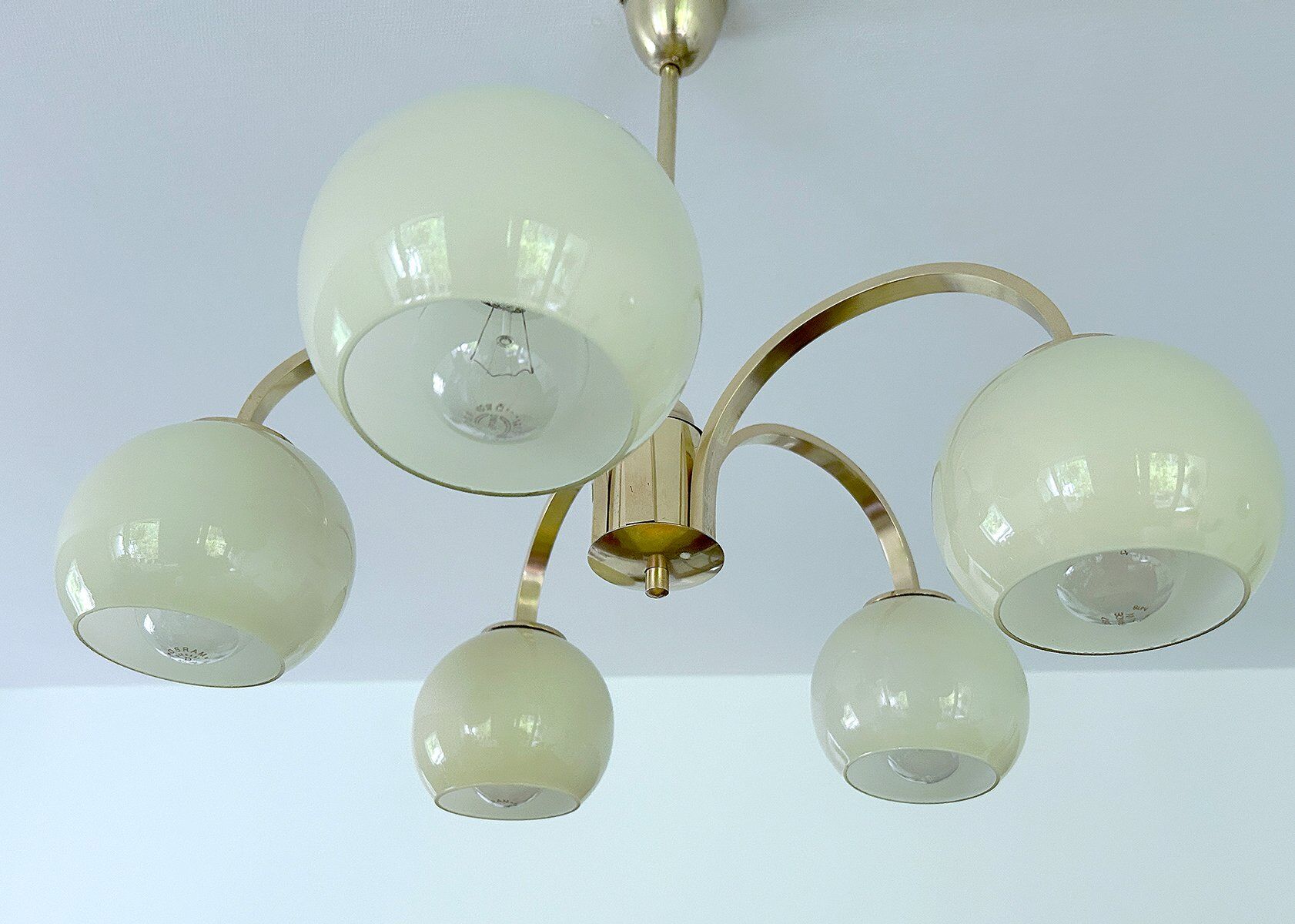 Mid Century Glass Pendant Light, 1950s