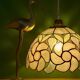 Suspension antique lampshade in pink mother-of-pearl
