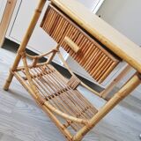 Bedside table, vintage wicker rattan nightstand