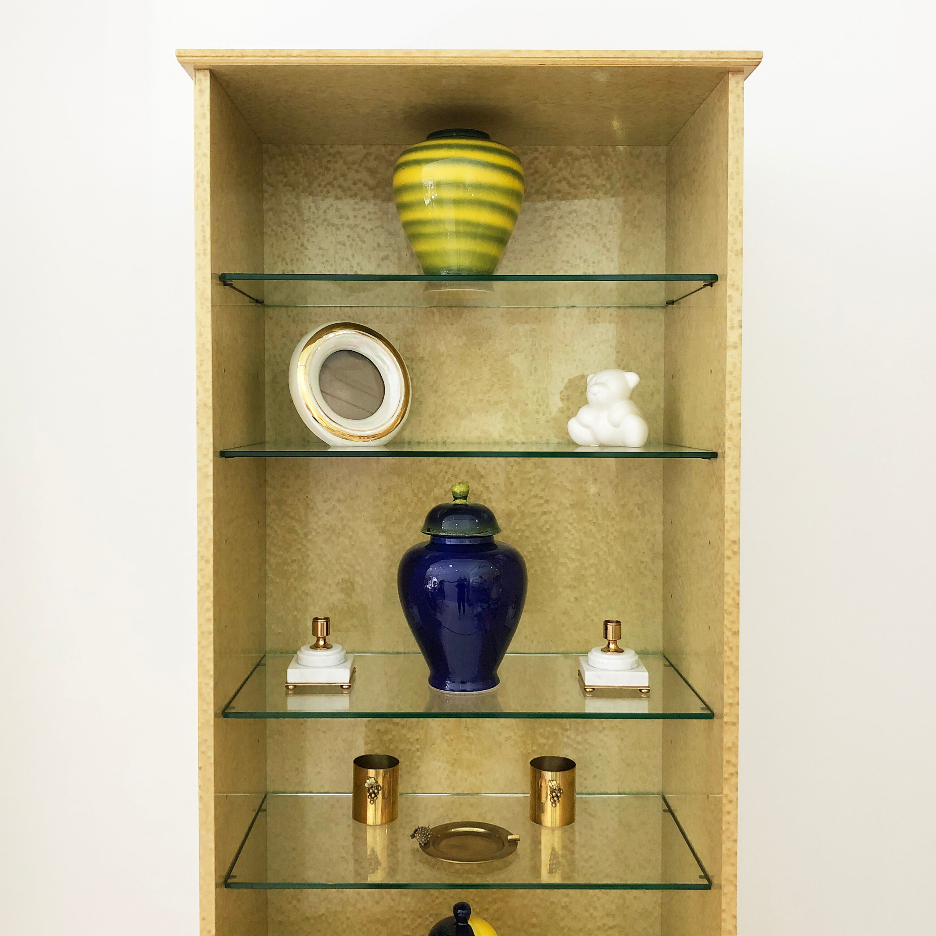 1980s birds eye maple display cabinet memphis milano style 1980s vintage