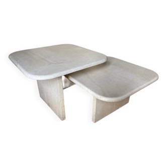 Tables gigognes en travertin années 70
