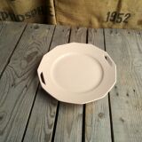 Ancient dish with anses in rose ceramics signed saint-amand