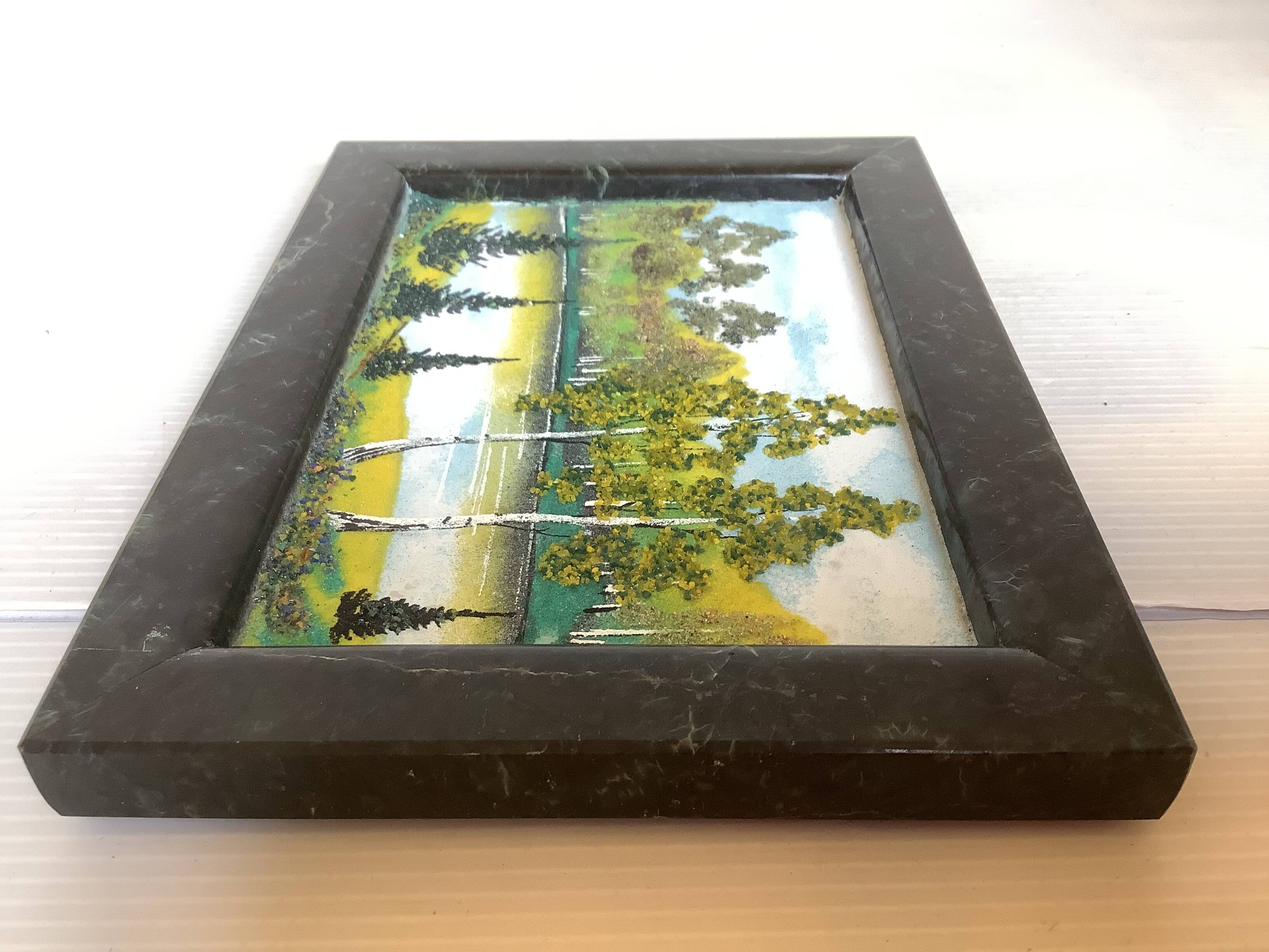Petit tableau paysage de forêt marbre russe