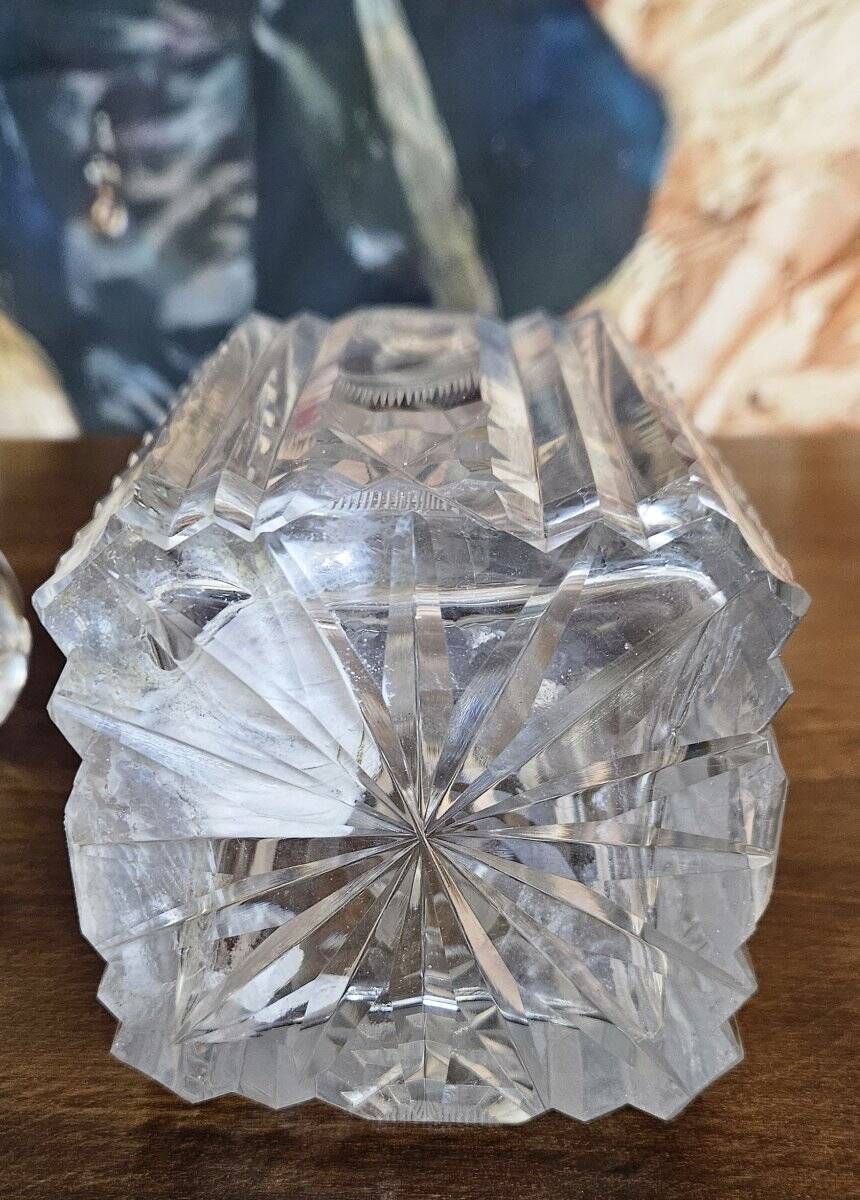 Antique cut crystal carafe – Silver mount / Art Deco period