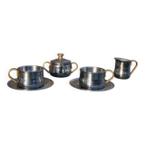 Service à expresso en inox double parois Made in Italy, Design 1970