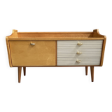 Lowboard, white skai fronts on the drawers 1960s