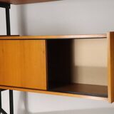 Vintage desk with modular bookcase in wood and metal, 1960