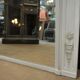 Miroir trumeau fin 19eme style louis 16 en sapin et verre avec huile sur toile
