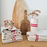 Striped and monogram linen tea towel