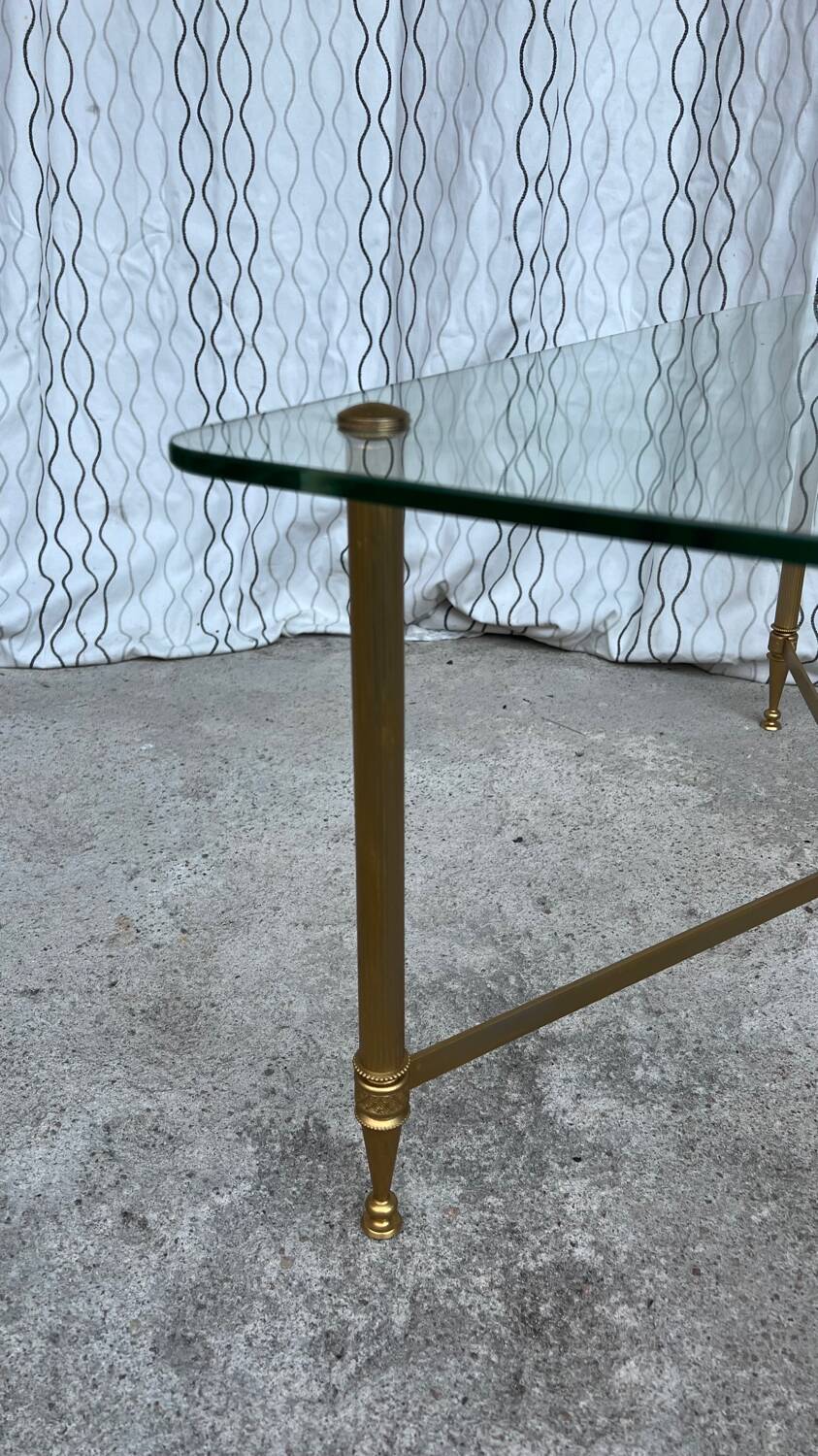 Vintage gold coffee table. Glass top.