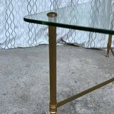 Vintage gold coffee table. Glass top.