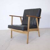 Fauteuil danois en teck et chêne du milieu du siècle, années 1950