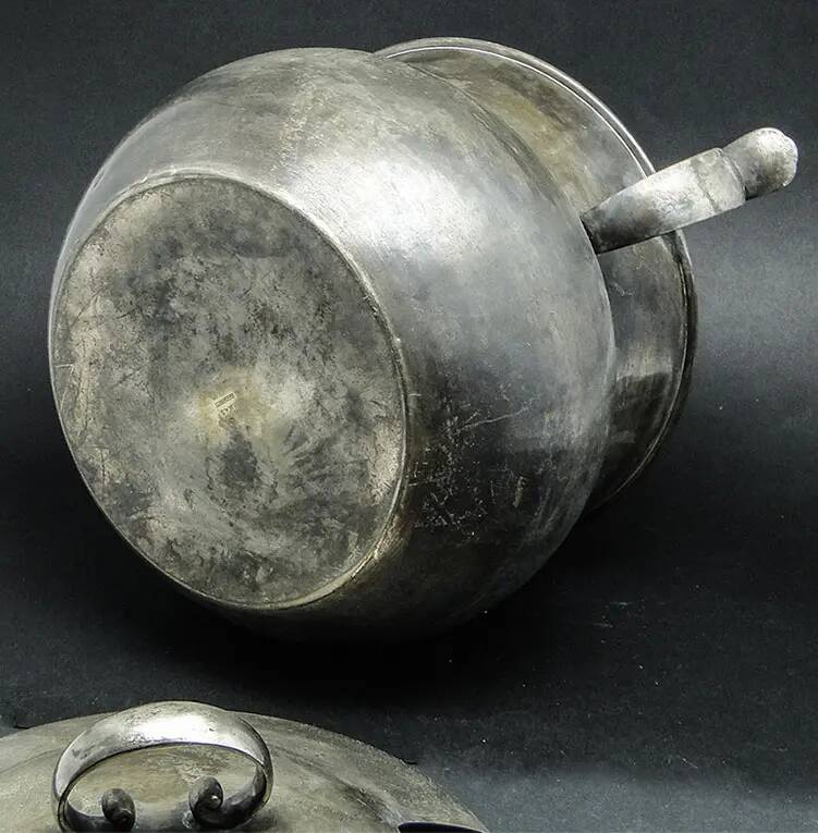 Punch bowl, Art Deco, silver-plated brass, Germany, 1930s