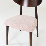 Pink Set of 6 dining chairs Scandinavian design, dark color wood 