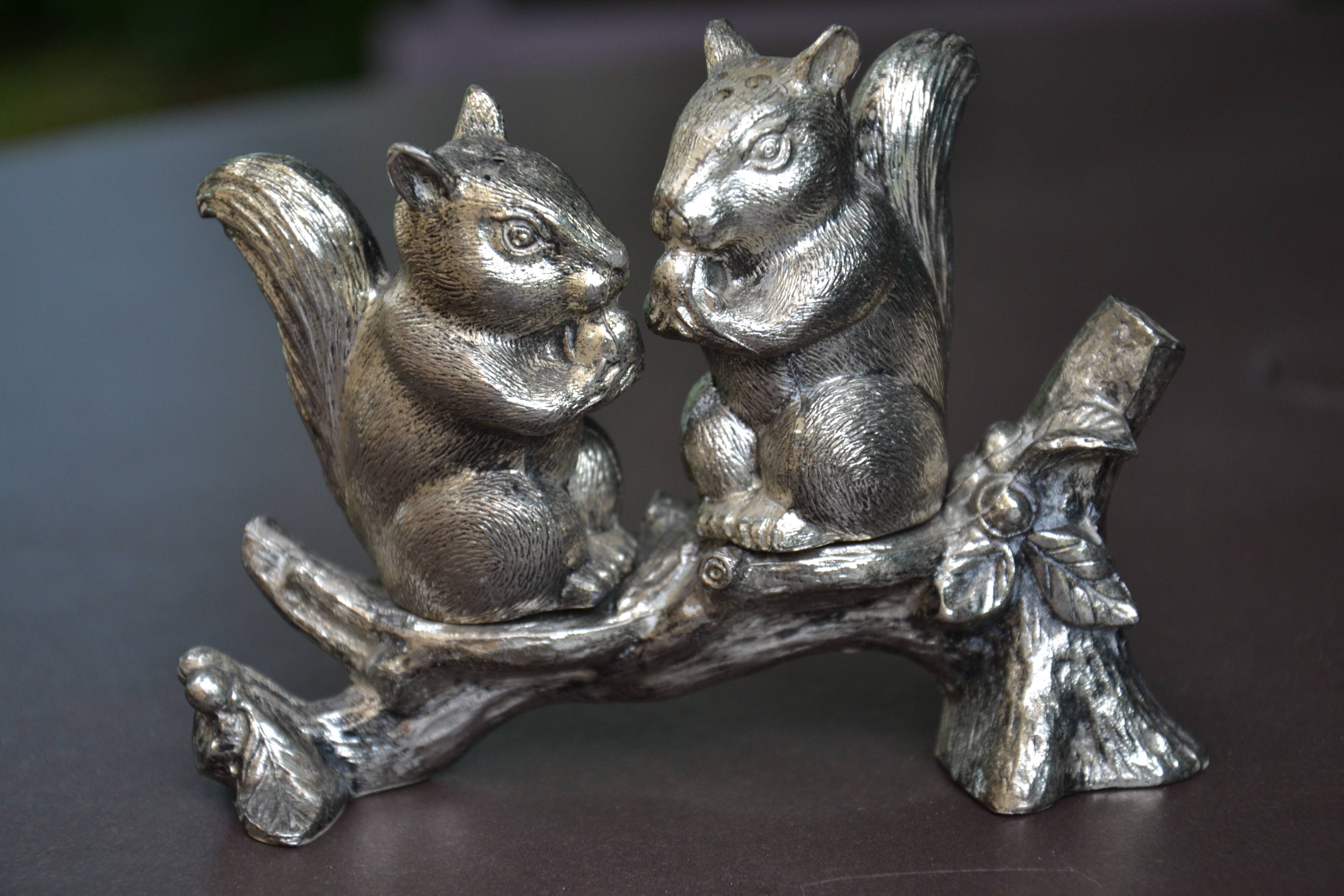 Silver-plated salt and pepper shakers "squirrel"