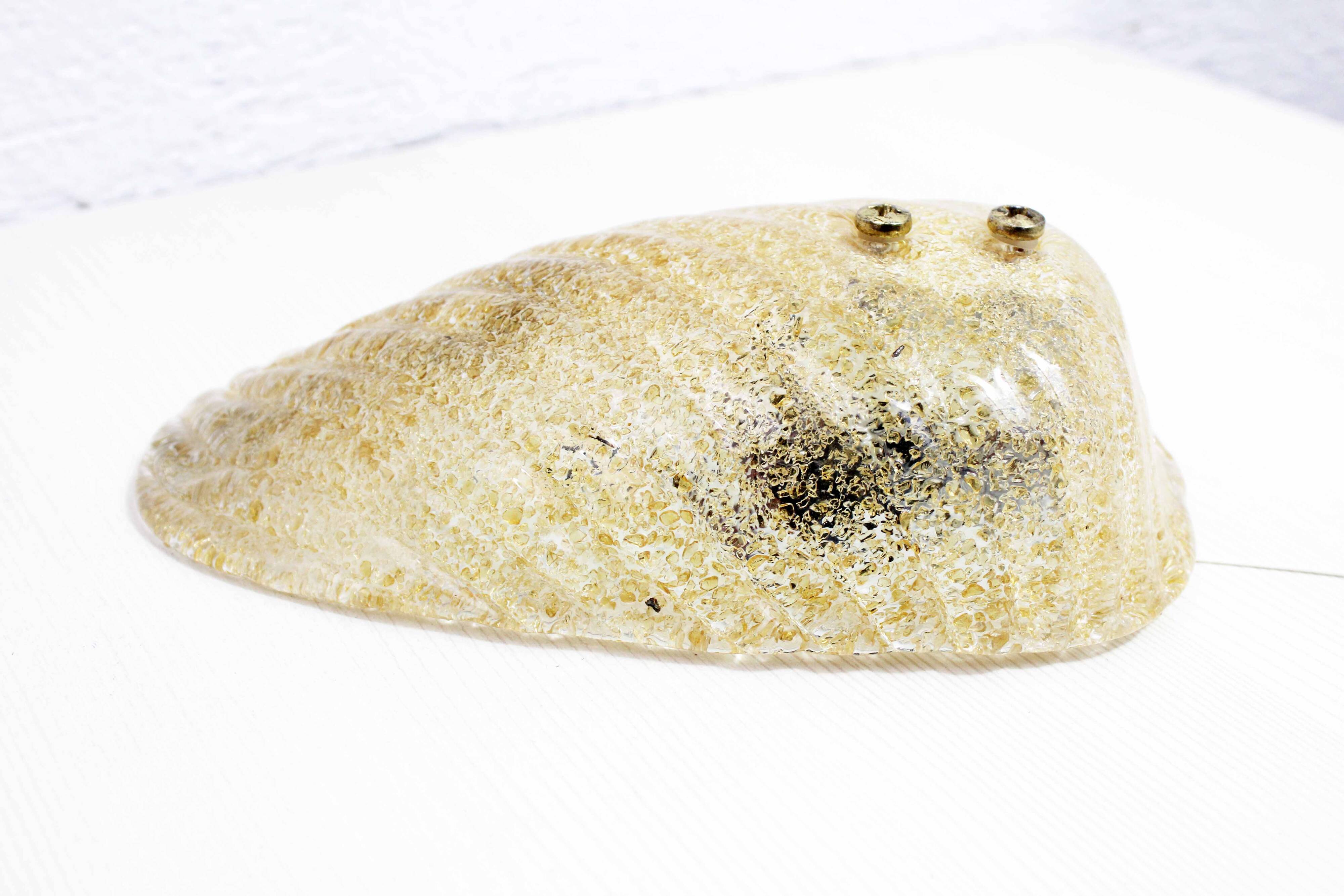 Pair of gilded glass wall lights 1970