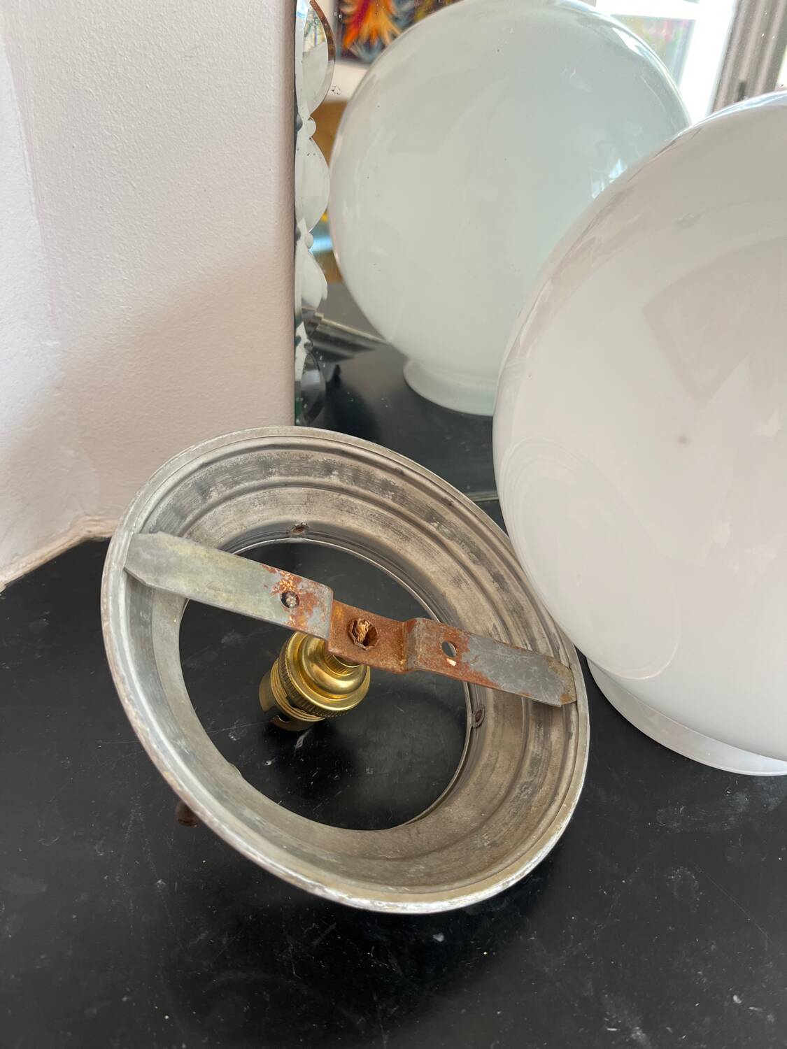 Minimalist white opaline globe