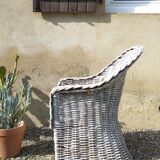 White rattan armchair