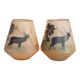 Couple of vases with deer decoration signed