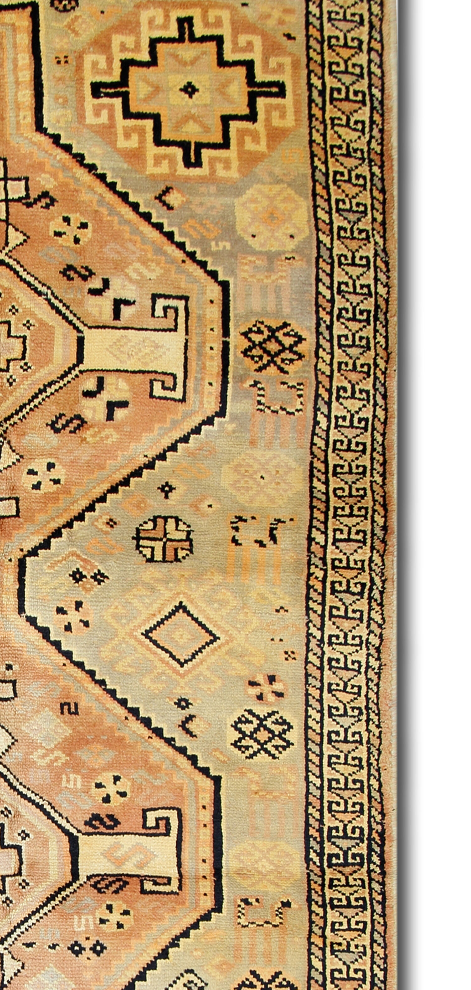 Persian Cream Tribal Runner Rug Handwoven Long Wool Carpet- 130x285cm