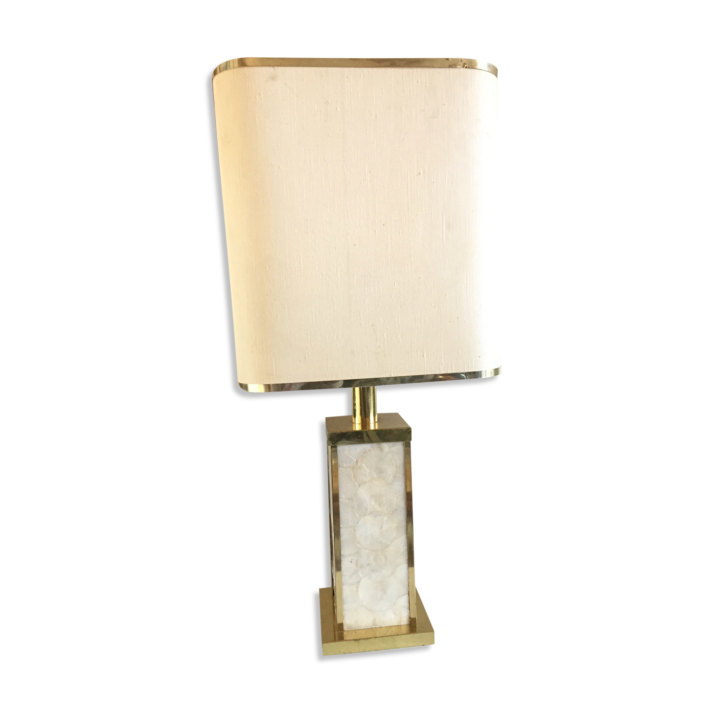 Table lamp in brass and mother-of-pearl italian design 1970