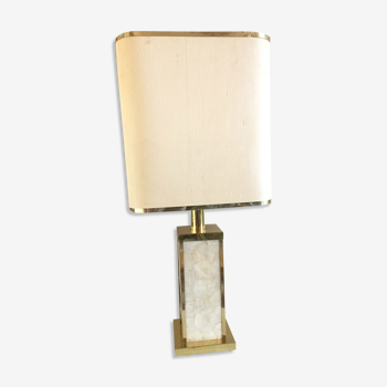 Lampe de table laiton et nacre italien 1970