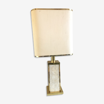 Table lamp in brass and mother-of-pearl italian design 1970