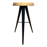 Mexican stool 531 Charlotte Perriand Natural oak and black legs, new