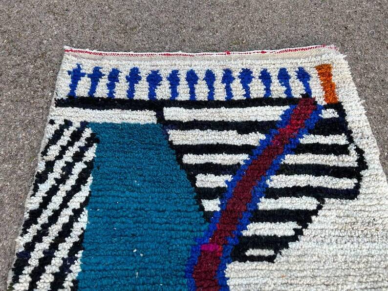 Moroccan blue rug personalized Beni Ourain colorful 250/150cm