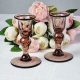 Set of 2 purple blown glass candle holders