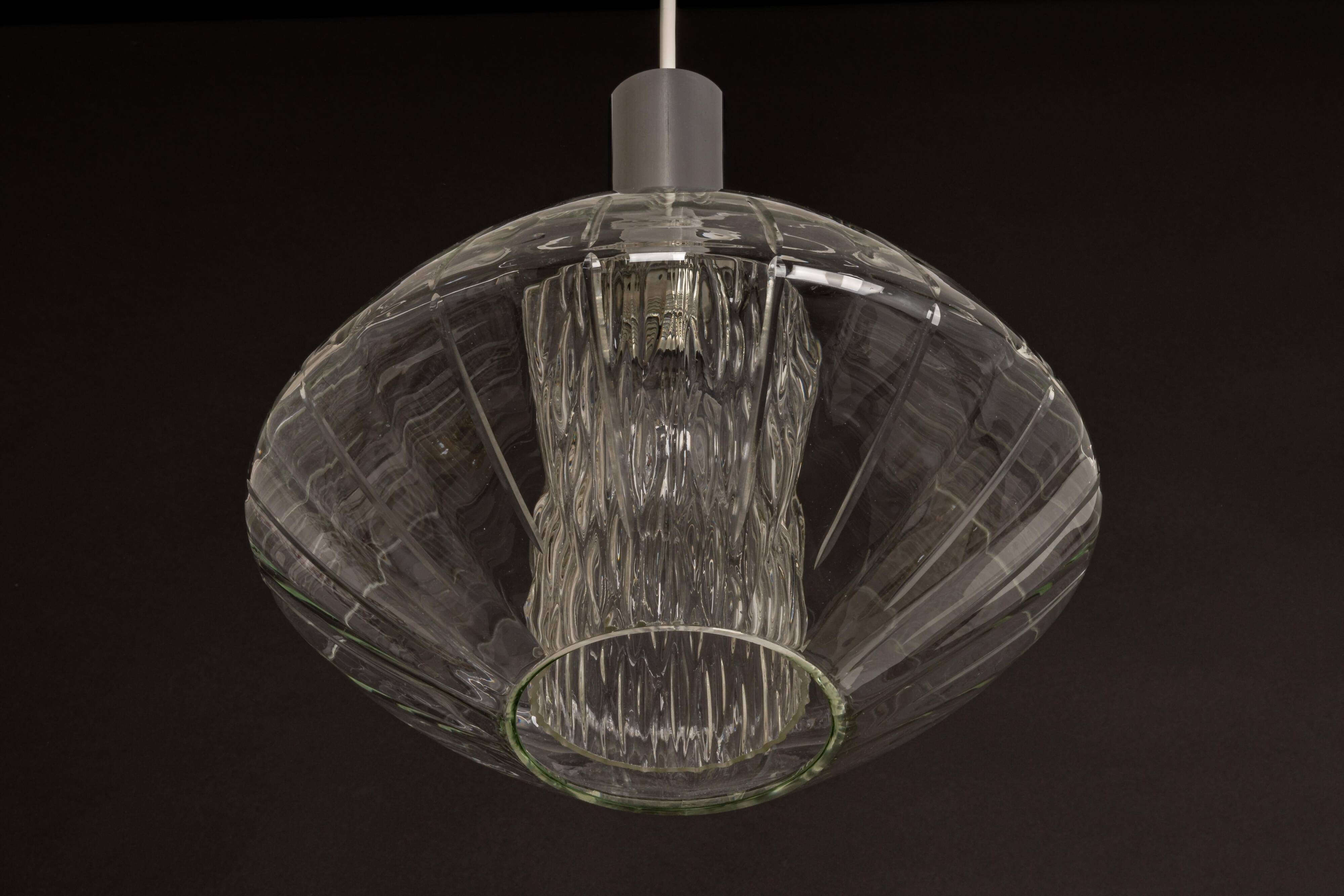 Large glass tulip-shaped pendant light by Cosack, Germany, 1970s.