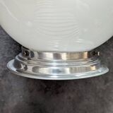 Ancien grosse applique plafonnier art deco 1930 globe boule abat jour opaline blanc Ø25cm