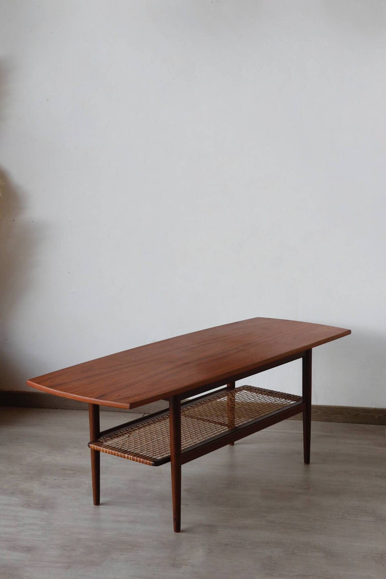 Table basse danoise double plateau en teck 1960