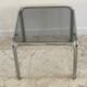 Table basse annees 70 verre et acier chromé