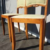 Pair of chairs Art Deco apple green fabric