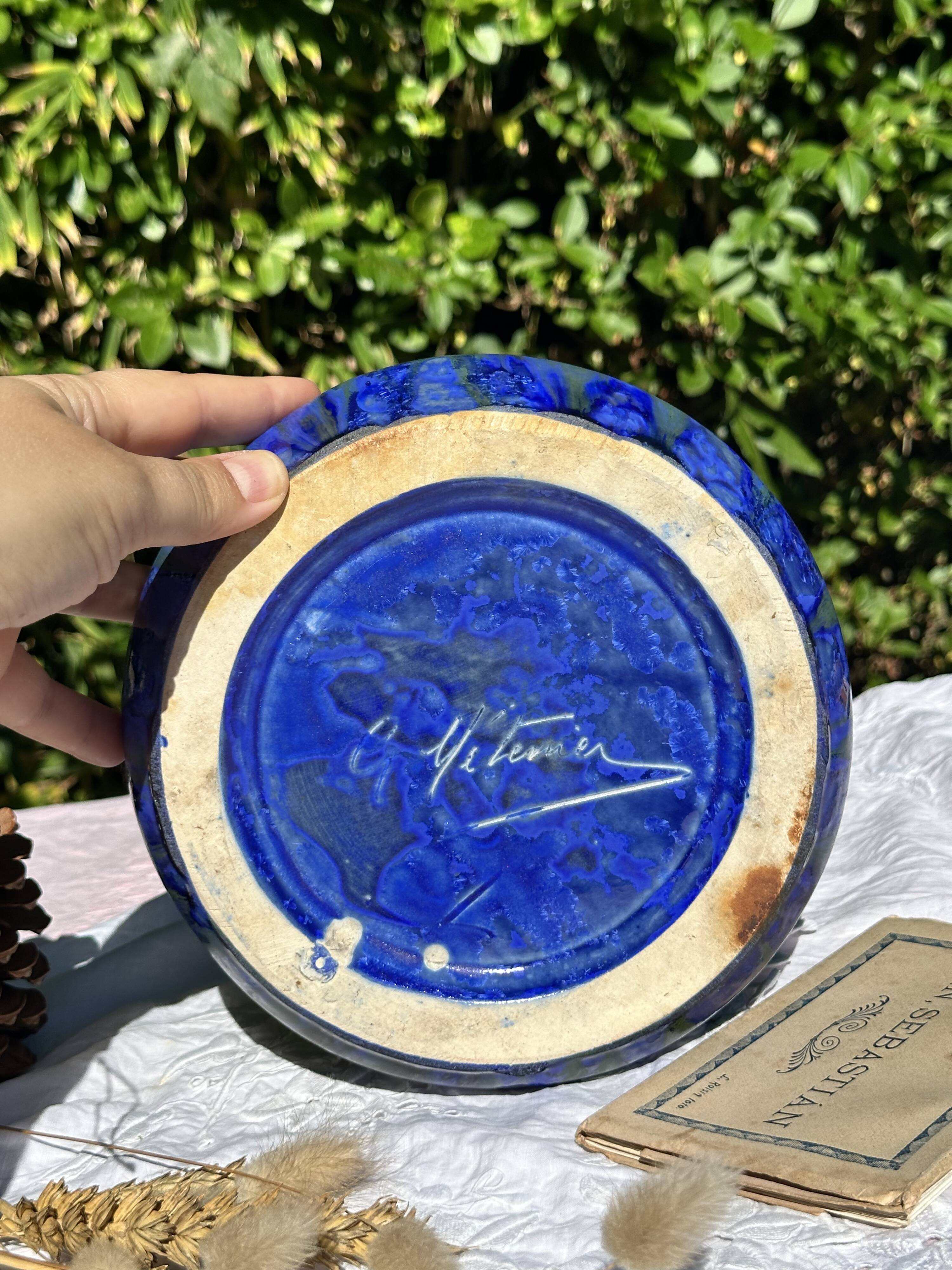 Gilbert metenier signed ceramic bowl // french art deco