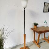 Art deco floor lamp Mazda chrome opaline wood